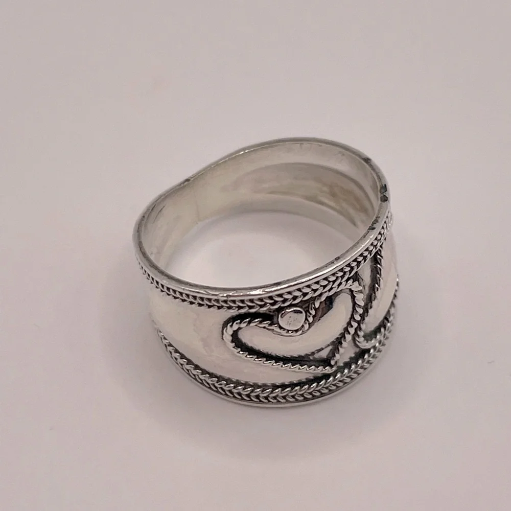 VINTAGE Sterling Silver Double Heart Ring